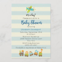 Tierspielzeug Zug und Flugzeug Baby Boy Shower