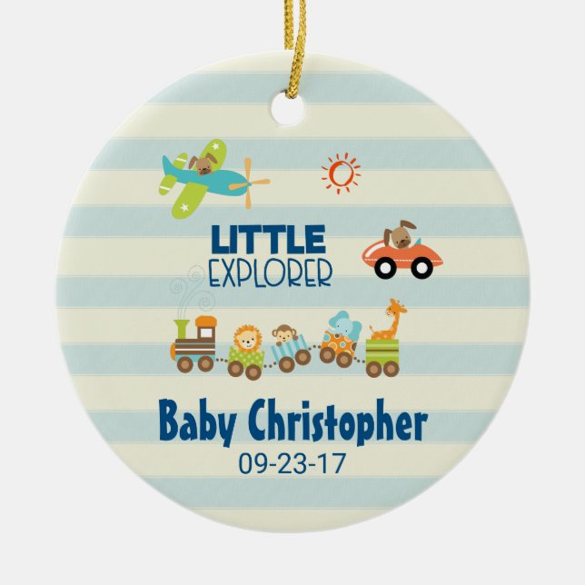 Tierspielzeugzug Auto und Flugzeug Kleiner Explore Keramik Ornament (Vorne)