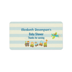 Tierspielzeugzug und -flugzeug auf Streifen Adressaufkleber