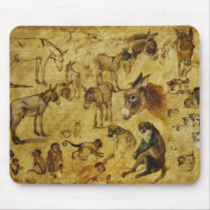 Tierstudien: Esel, Affen, Katzen und Hunde Mousepad