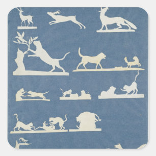 Tierszenen und Katzen spielen Quadratischer Aufkleber