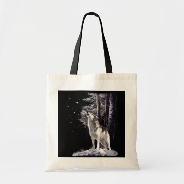 Tiertasche mit romantischer Heulenwolfszene Tragetasche (Vorne)