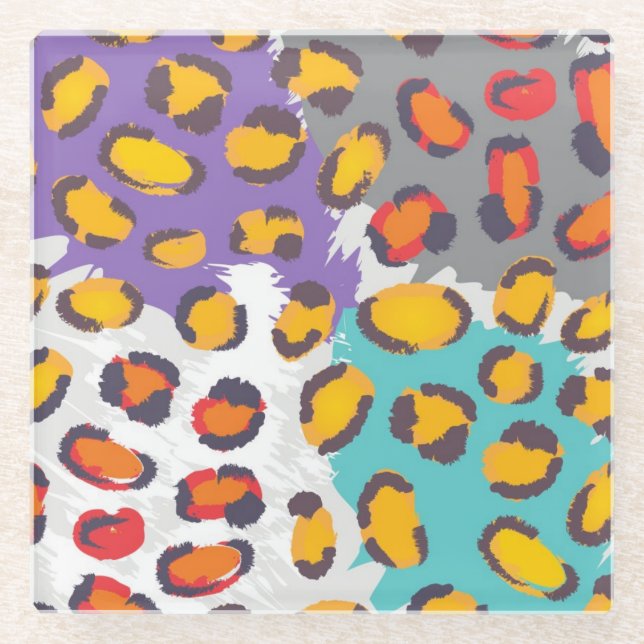 Tiertiermuster Glasuntersetzer (Vorderseite)