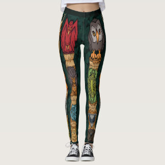 Tiertotem-Leggings - Grüner Hintergrund Leggings