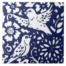 Tiertrivet für Navy Blue Bird Floral Woodland