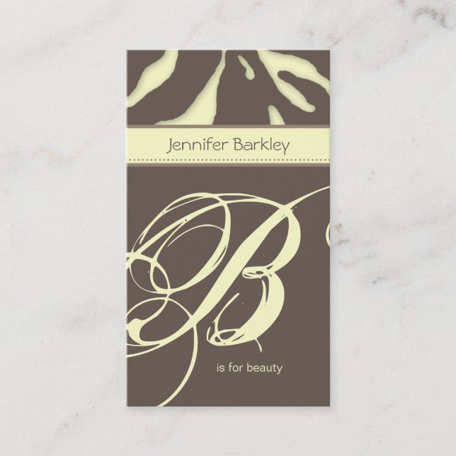 TierVisitenkartezebra-Schönheits-Salon Ylw Taupe Visitenkarte (Vorderseite)