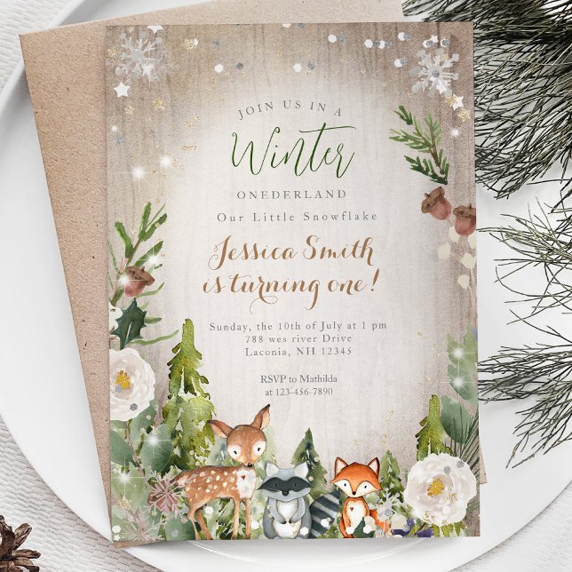 Tierwald Rustic Onederland 1. Geburtstag Einladung (Von Creator hochgeladen)