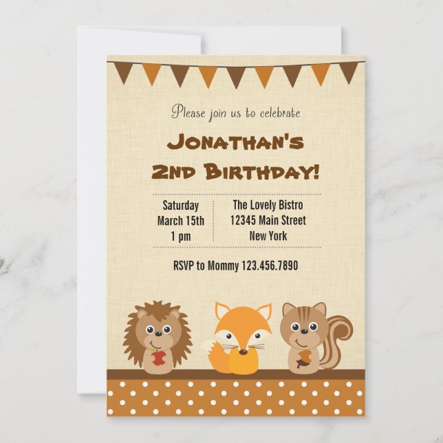 Tierwaldgeburtstags-Party Einladung (Vorderseite)