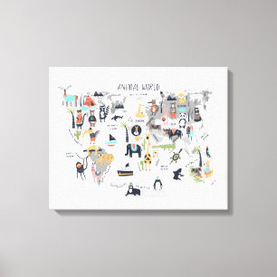 Tierweltkarte Leinwanddruck