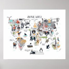 Tierweltkarte Poster