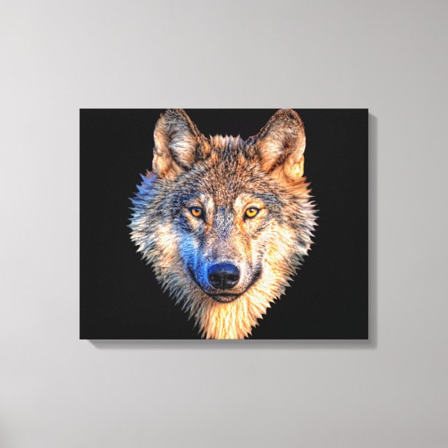 Tierwolf. Scary Grey Wolf head Leinwanddruck (Vorderseite)