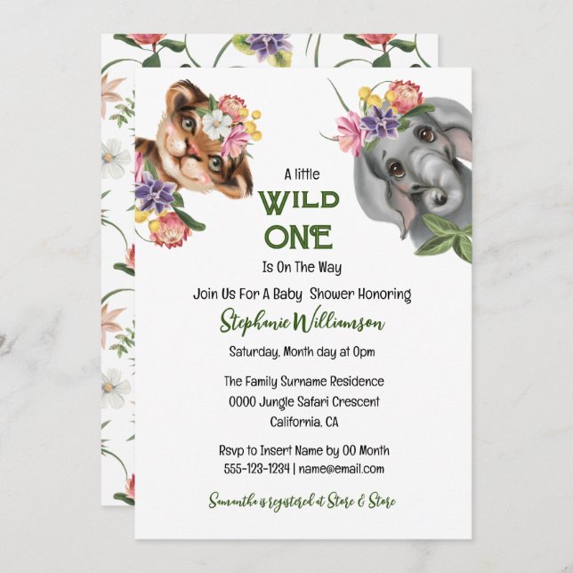 Tierzoo der wild lebenden Tiere der niedlichen Saf Einladung (Vorne/Hinten)