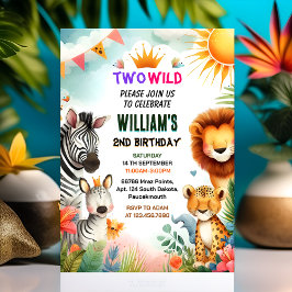 Tierzoo zebra safari in zwei wilden 2. Geburtstag Einladung