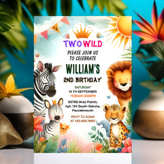 Tierzoo zebra safari in zwei wilden 2. Geburtstag Einladung