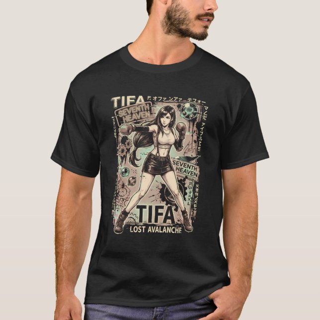 Tifa Lockhart FF7 Remake schwarzes Crop Top Midrif (Vorderseite)