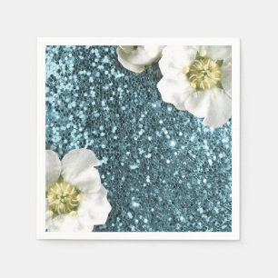 Tiffany Aqua-Strand-blauer Jasmin-GlitzerSequin Serviette