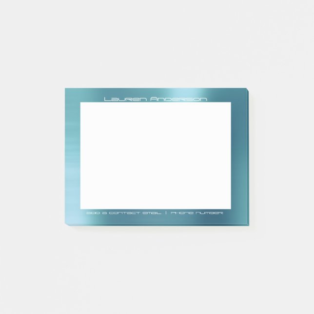 Tiffany Aqua White Office Custom Personalisiert Post-it Klebezettel (Vorderseite)