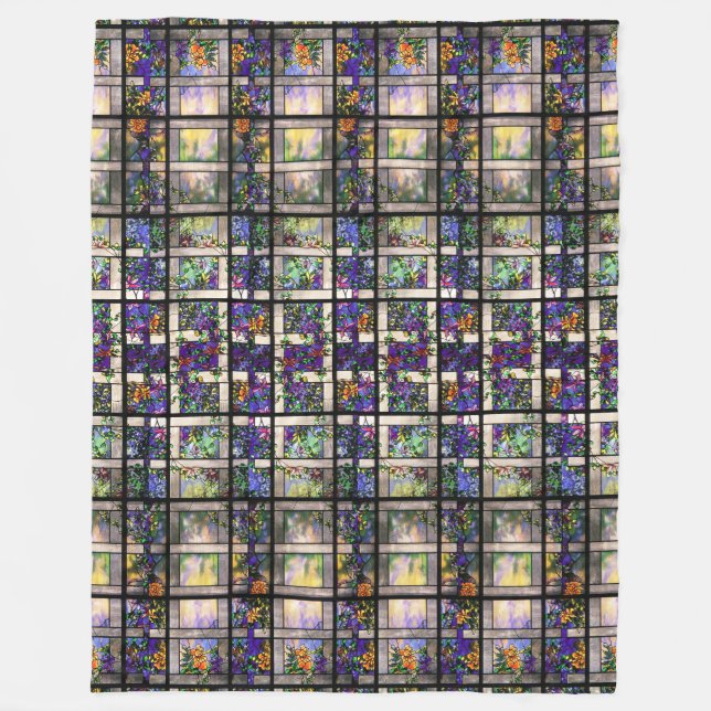 Tiffany beflecktes Glasclematis-BlumenBlumen Fleecedecke (Vorderseite)