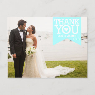 Tiffany Blue Ribbon Vielen Dank für Ihre Hochzeit  Postkarte