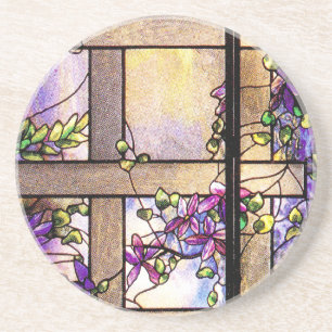 Tiffany-Buntglas Clematis Gitter Untersetzer