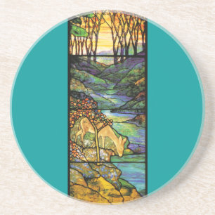 Tiffany-Buntglas-Hirsch-Getränkeuntersetzer Sandstein Untersetzer