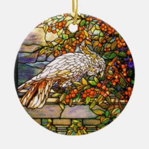 Tiffany-Buntglas-Kakadu-Ornament Keramik Ornament