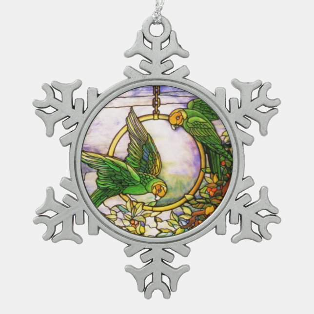 Tiffany-Buntglas-Schneeflocke-Verzierung Schneeflocken Zinn-Ornament (Vorderseite)