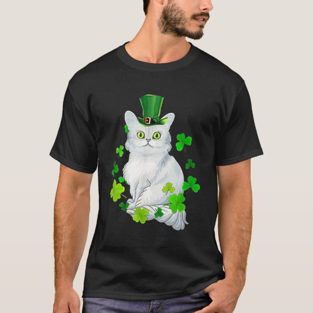 Tiffany Cat Kleeblatt Happy St Patrick's Day Cat T-Shirt (Vorderseite)
