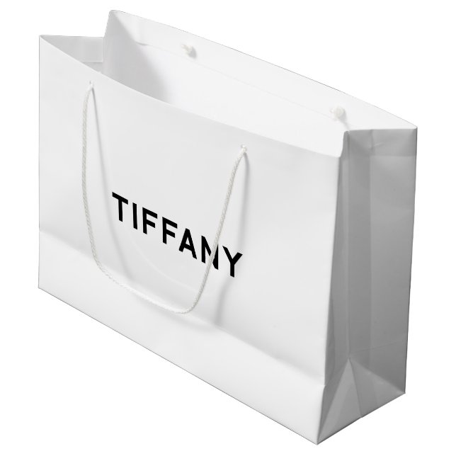 Tiffany Elegante Geschenktasche in Schwarz und Wei Große Geschenktüte (Vorderseite Schrägansicht)