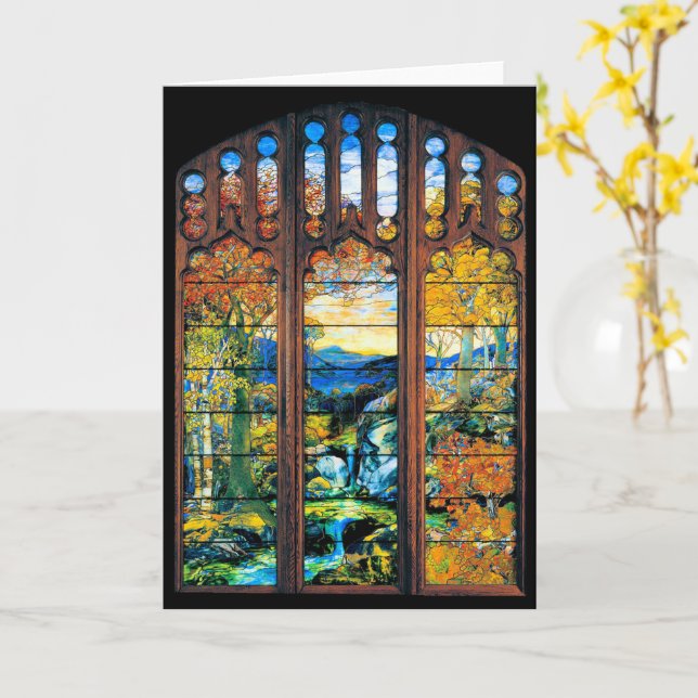 Tiffany gestanztes Glasfenster Falllandschaft Karte (Gelbe Blume)