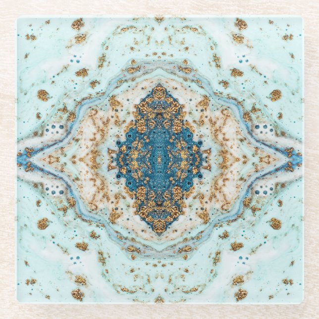 Tiffany Gold: Luxus Marmor Nahtlos Glasuntersetzer (Vorderseite)