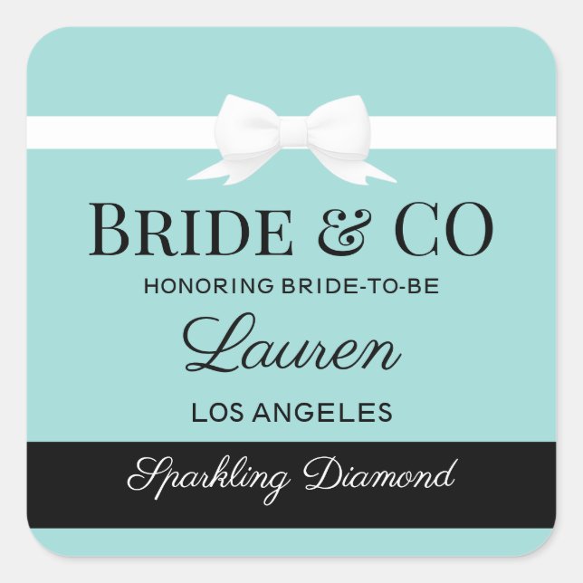 Tiffany Inspired Bride Sticker Favor Labels  (Vorderseite)