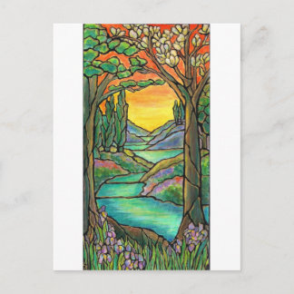 Tiffany Landscape Gestaltete Glas Design ART! Postkarte