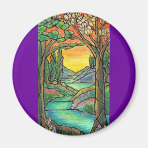 Tiffany-Landschaft-Buntglasdesign KUNST! Magnet