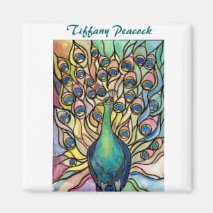 Tiffany Peacock Glass Stil ART Magnet! Magnet