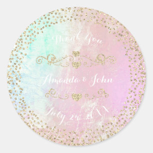 Tiffany Pink Pearly Gold Save the Date Vielen Dank Runder Aufkleber