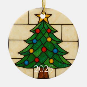 Tiffany-Stil Buntglas-Weihnachtsbaum-Design Keramik Ornament
