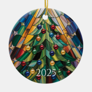 Tiffany-Stil-Buntglas-Weihnachtsbaum Keramik Ornament