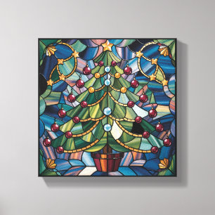 Tiffany-Stil-Buntglas-Weihnachtsbaum Leinwanddruck