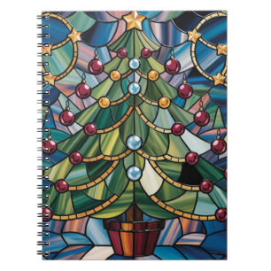 Tiffany-Stil-Buntglas-Weihnachtsbaum Notizblock