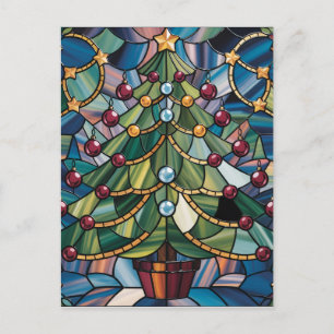 Tiffany-Stil-Buntglas-Weihnachtsbaum Postkarte