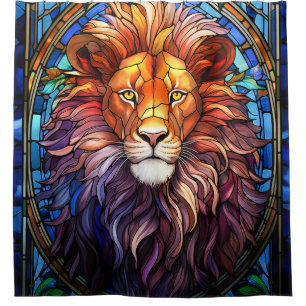 Tiffany-Style gesteinigtes Glas Majestic Lion Duschvorhang