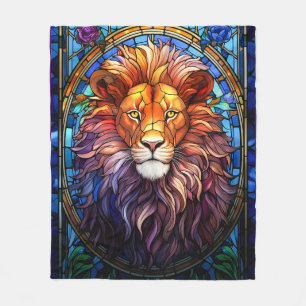 Tiffany-Style gesteinigtes Glas Majestic Lion Fleecedecke