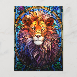 Tiffany-Style gesteinigtes Glas Majestic Lion Postkarte