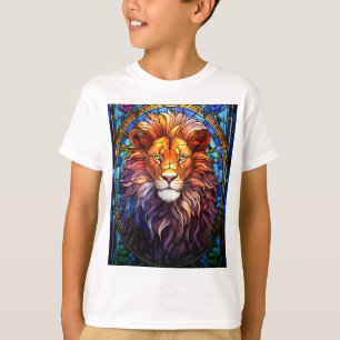 Tiffany-Style gesteinigtes Glas Majestic Lion T-Shirt