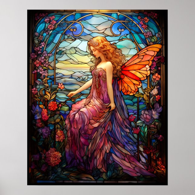 Tiffany Style verkleidetes Glas Magical Fairy Poster (Vorne)