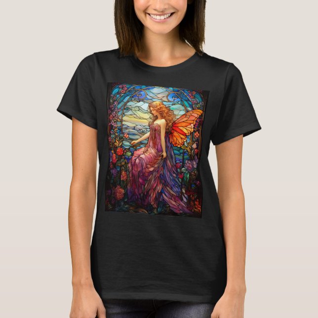 Tiffany Style verkleidetes Glas Magical Fairy T-Shirt (Vorderseite)
