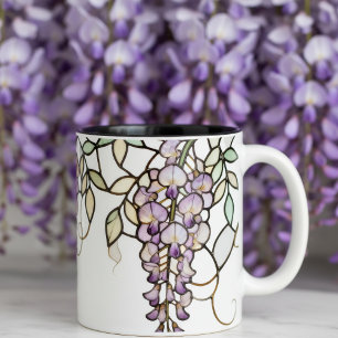 Tiffany Style Wisteria Bleiglas Art Nouveau Zweifarbige Tasse