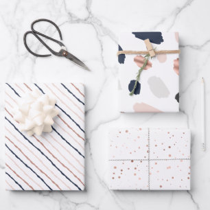 Tiffany Styles Collection Rose Gold & Navy Blue Geschenkpapier Set