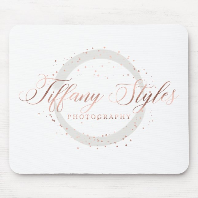 Tiffany Styles Navy Blue & Rose Gold Company Logo Mousepad (Vorne)